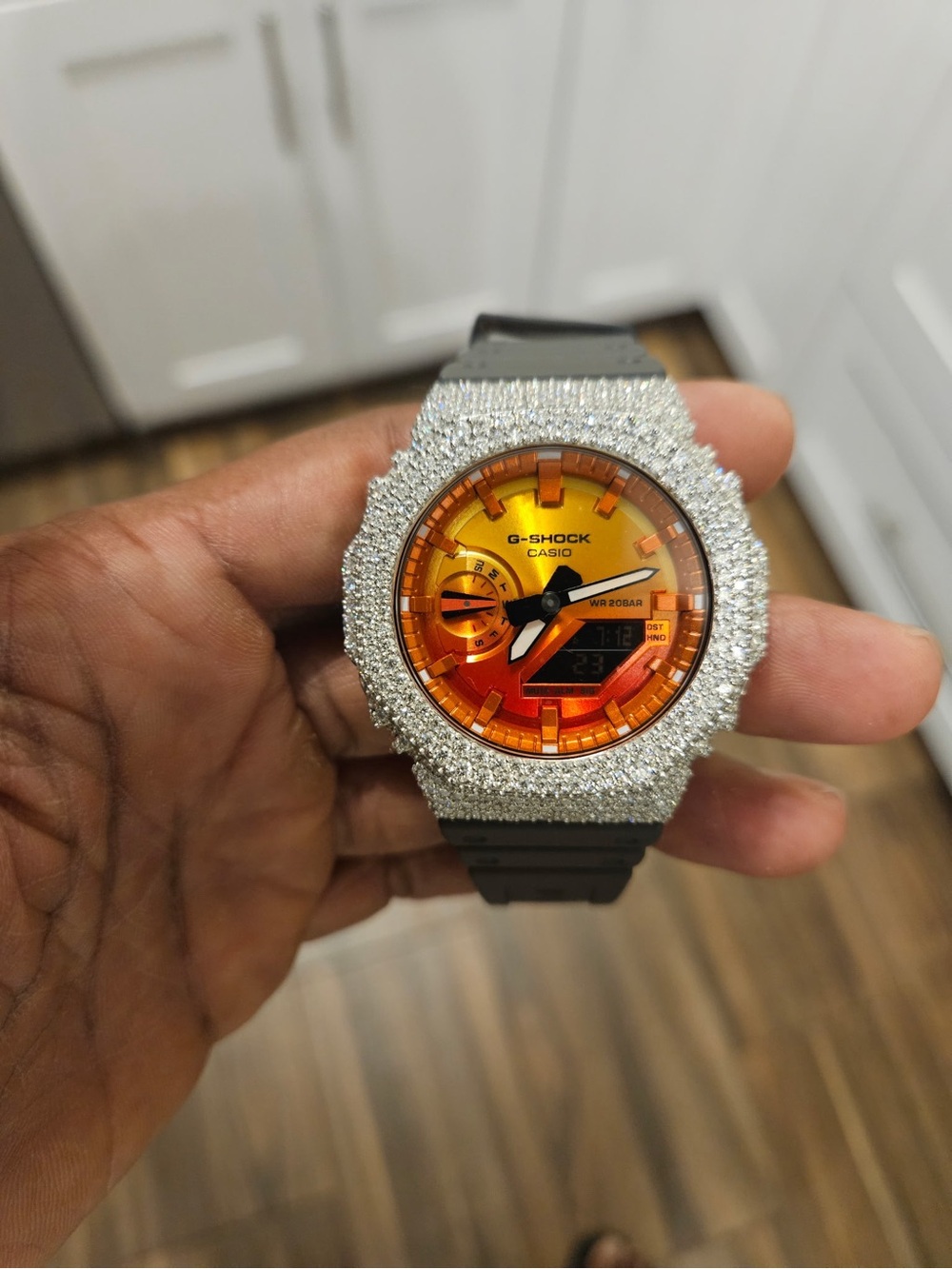 G-Shock Orange Dial Digital-Analog Watch with Bustdown Bezel